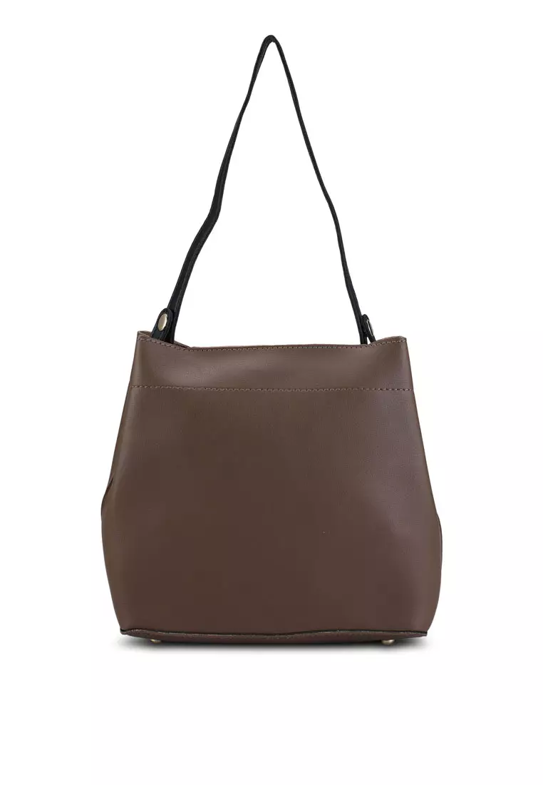 Unisa Colour Block Faux Leather Top Handle Bag