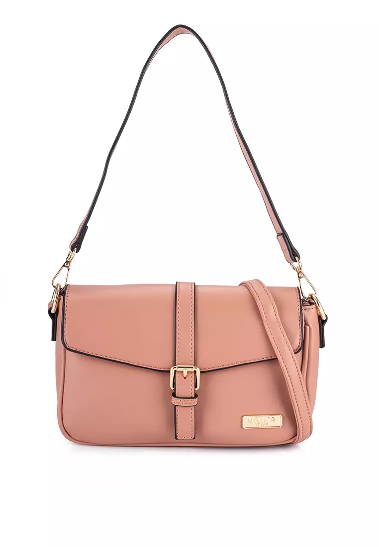 Unisa Faux Leather Sling Bag With Flap Over