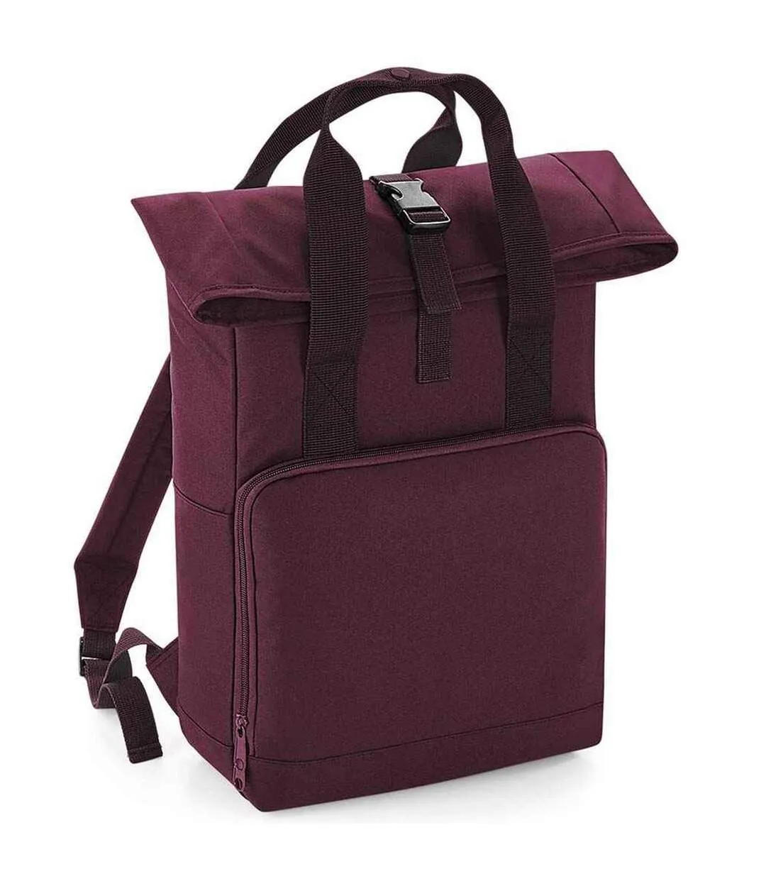 Unisex adult roll top twin handle backpack one size burgundy Bagbase