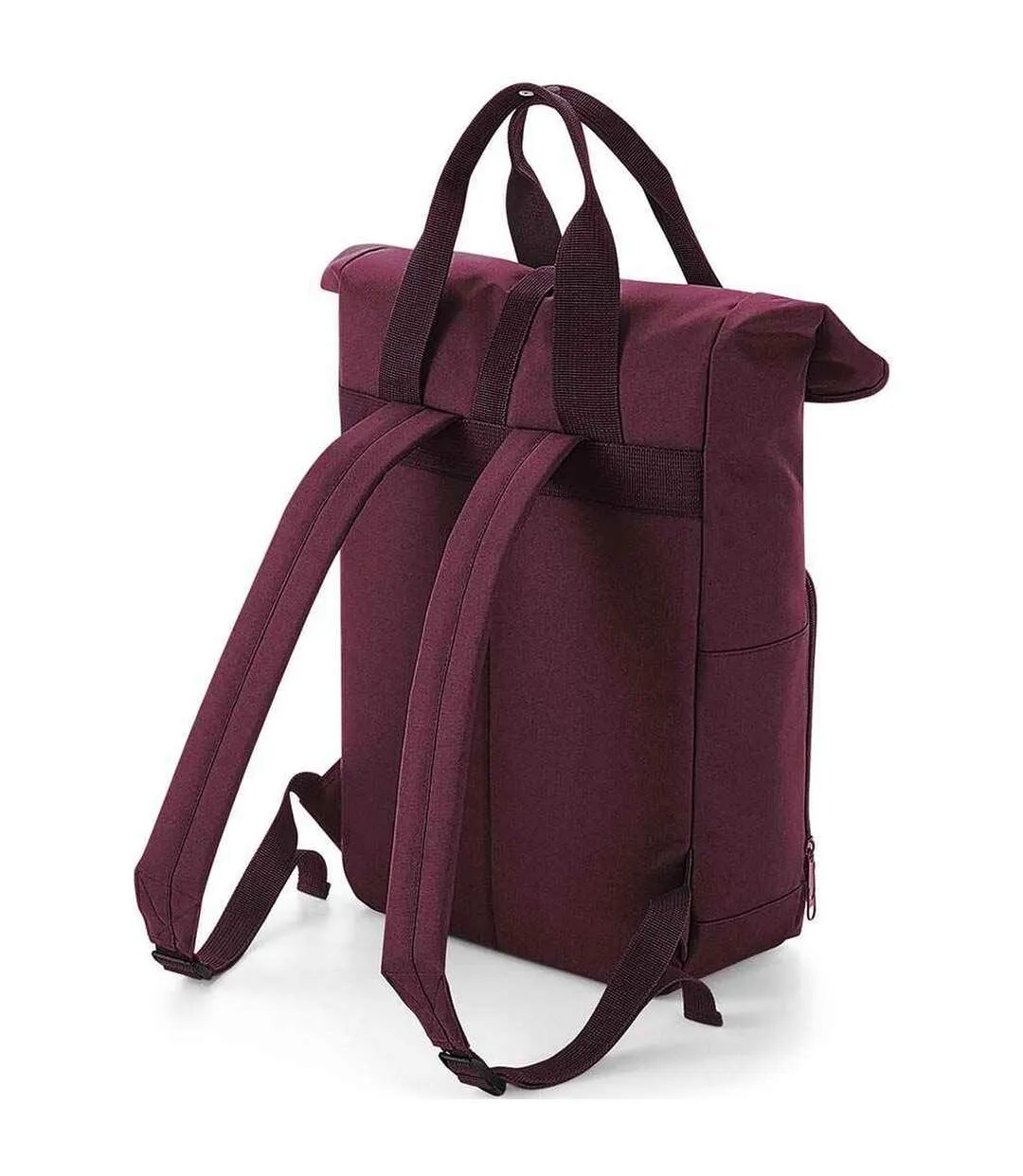 Unisex adult roll top twin handle backpack one size burgundy Bagbase