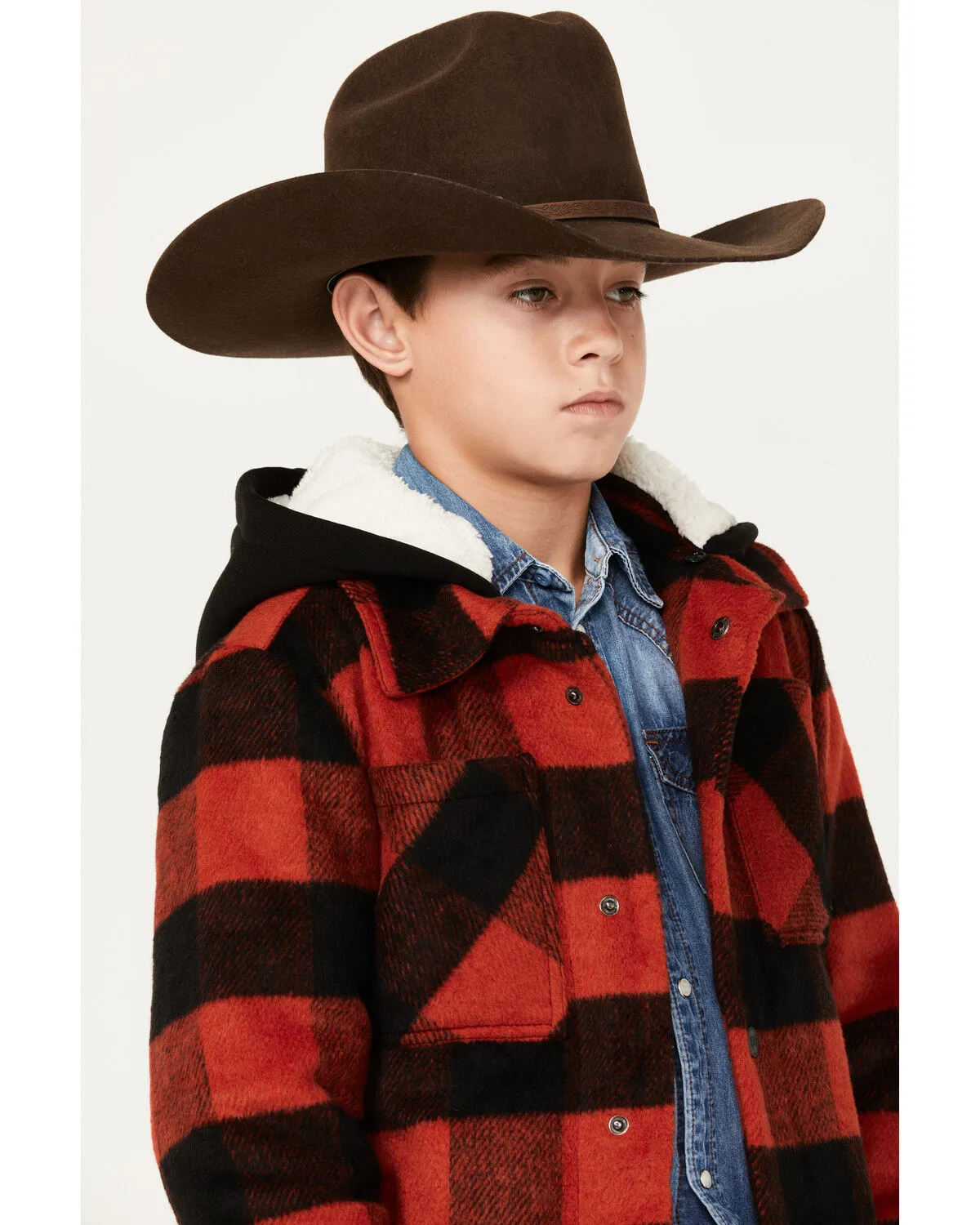 Urban Republic Little Boys' Plaid Print Wool Hooded Jacket