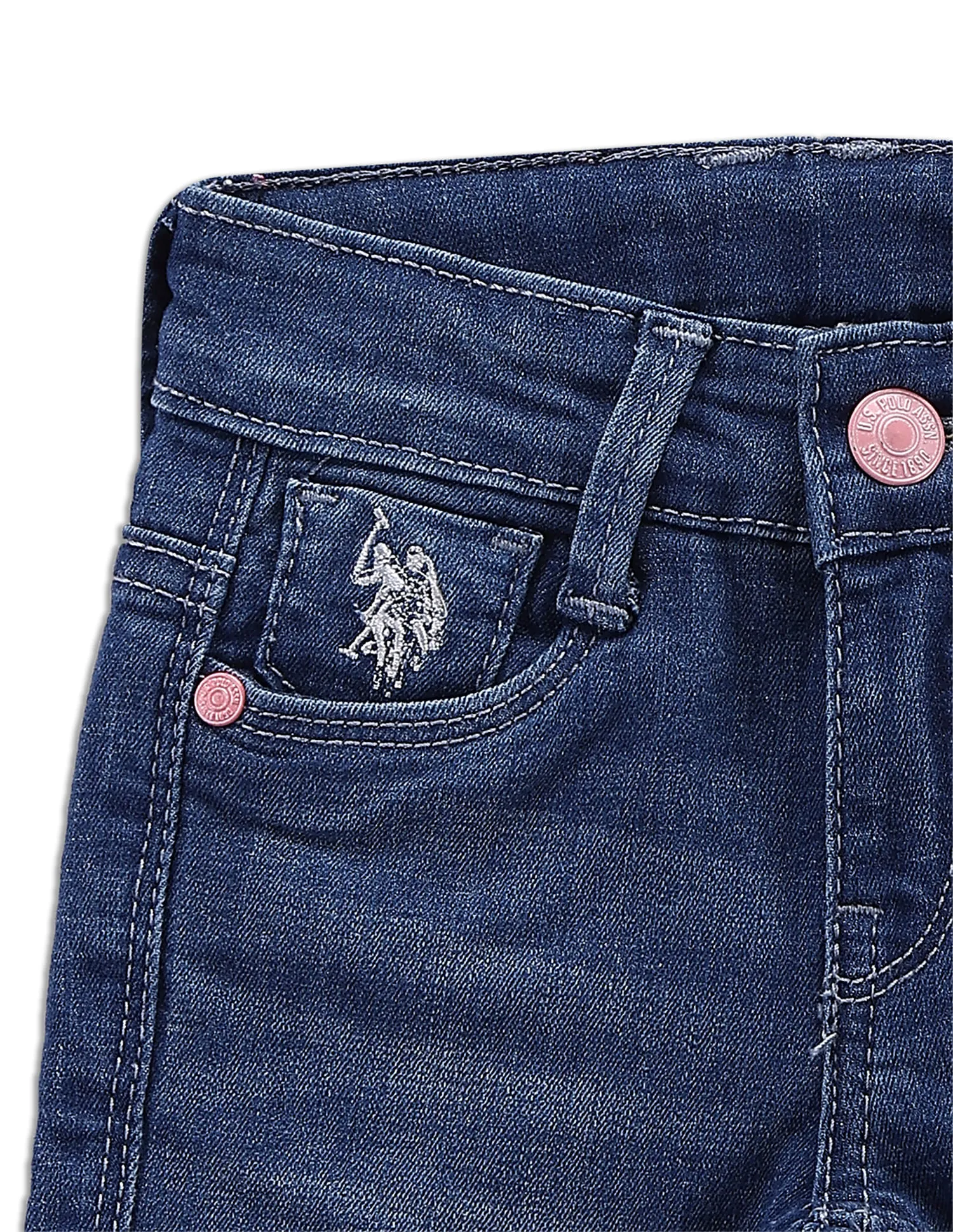 U.S. Polo Assn. Kids Girls Stone Wash Slim Fit Jeans