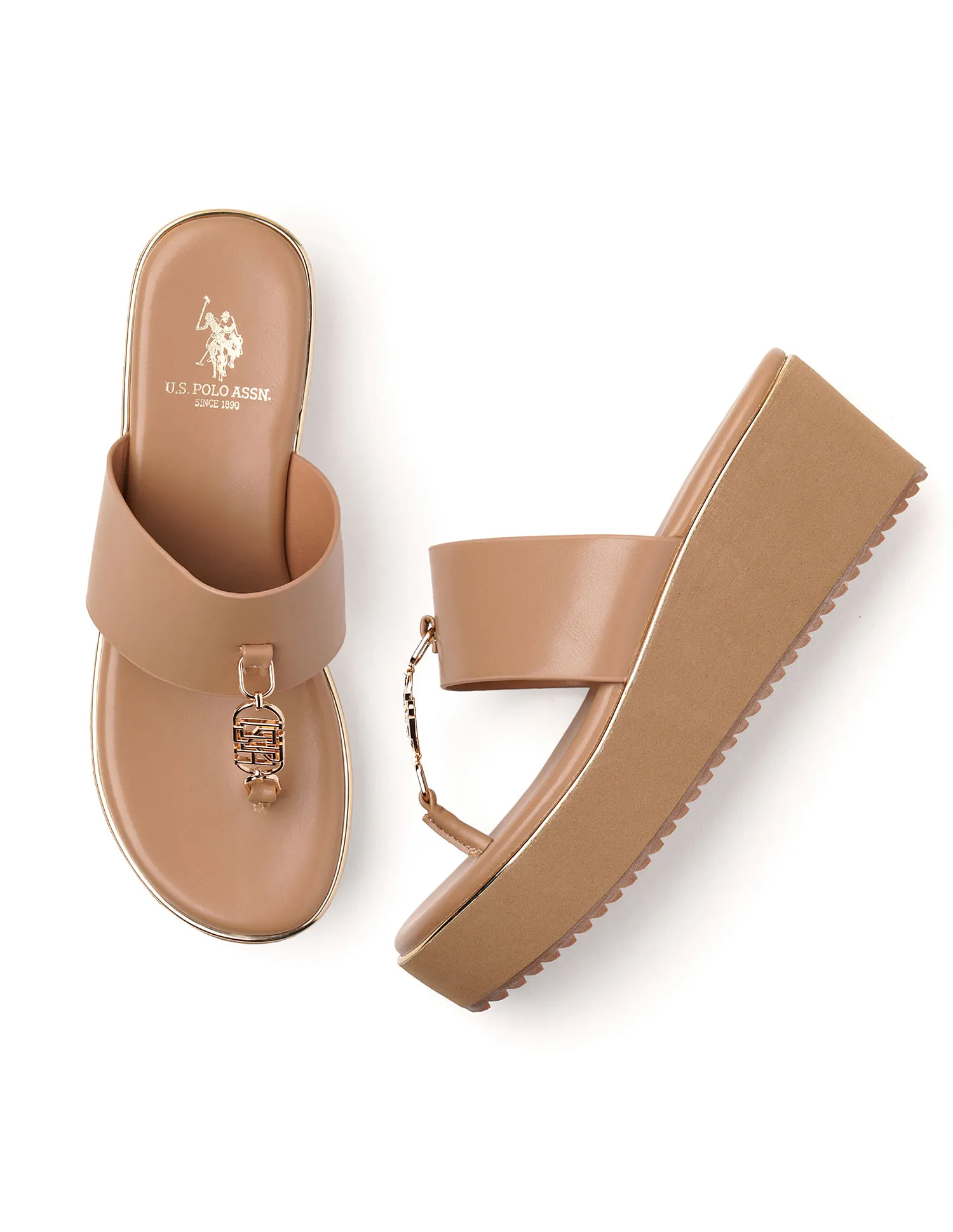 U.S. Polo Assn. Toe Separator Alessia Wedge Sandals