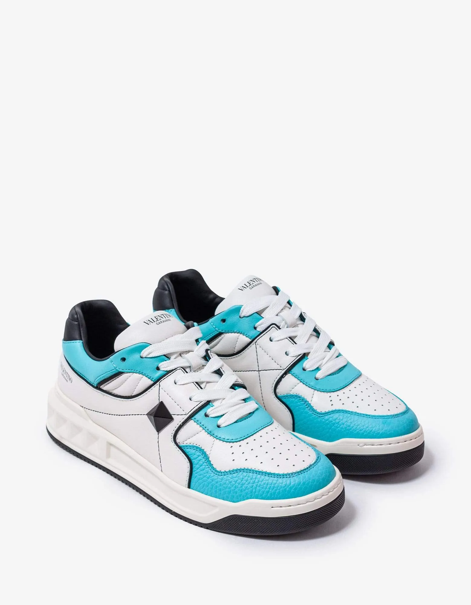 Valentino Garavani White & Blue One Stud Trainers