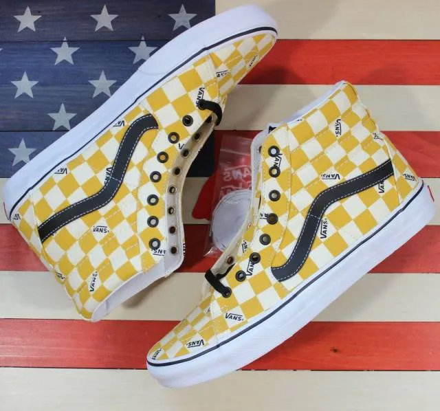 VANS Sk8 Hi Skate Shoe Yolk-Yellow/True-White/Black Plai...