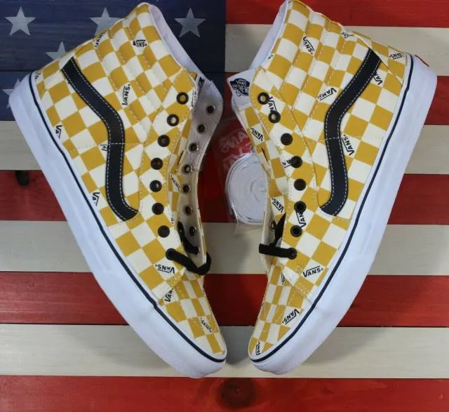 VANS Sk8 Hi Skate Shoe Yolk-Yellow/True-White/Black Plai...