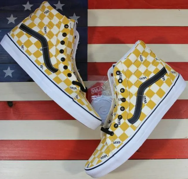 VANS Sk8 Hi Skate Shoe Yolk-Yellow/True-White/Black Plai...