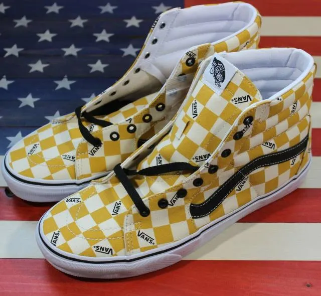 VANS Sk8 Hi Skate Shoe Yolk-Yellow/True-White/Black Plai...