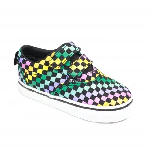 Vans TD Doheny V | Rainbow Mini Check Canvas | Childrens Rip Tape Sneakers