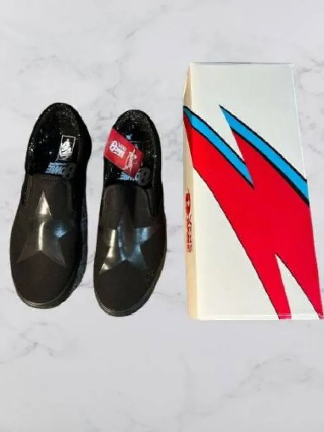 Vans x david bowie slip on blackstar black new mens/womens rare