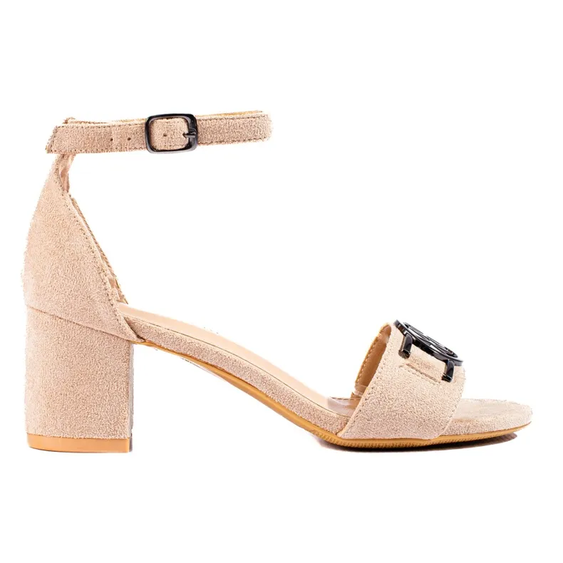 W. Potocki Potocki beige suede high-heeled sandals