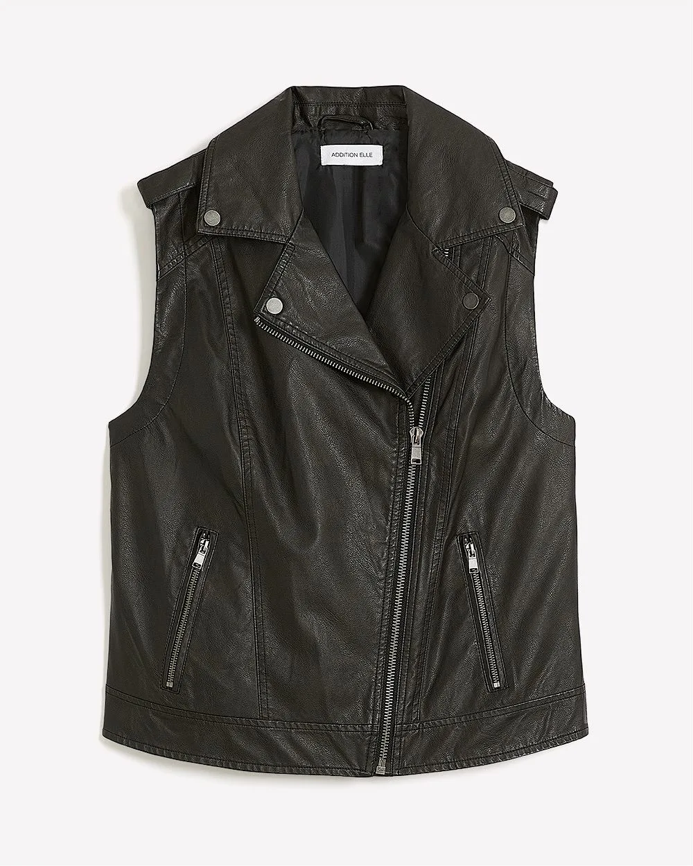 Washed Black Faux-Leather Vest - Addition Elle