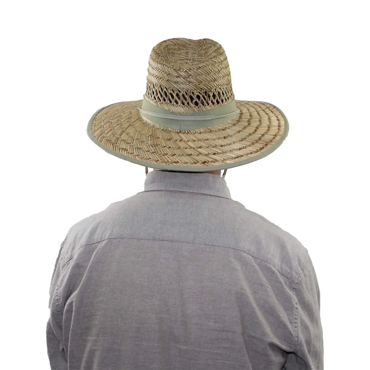 WIDE BRIM STRAW HAT KHAKI TRIM