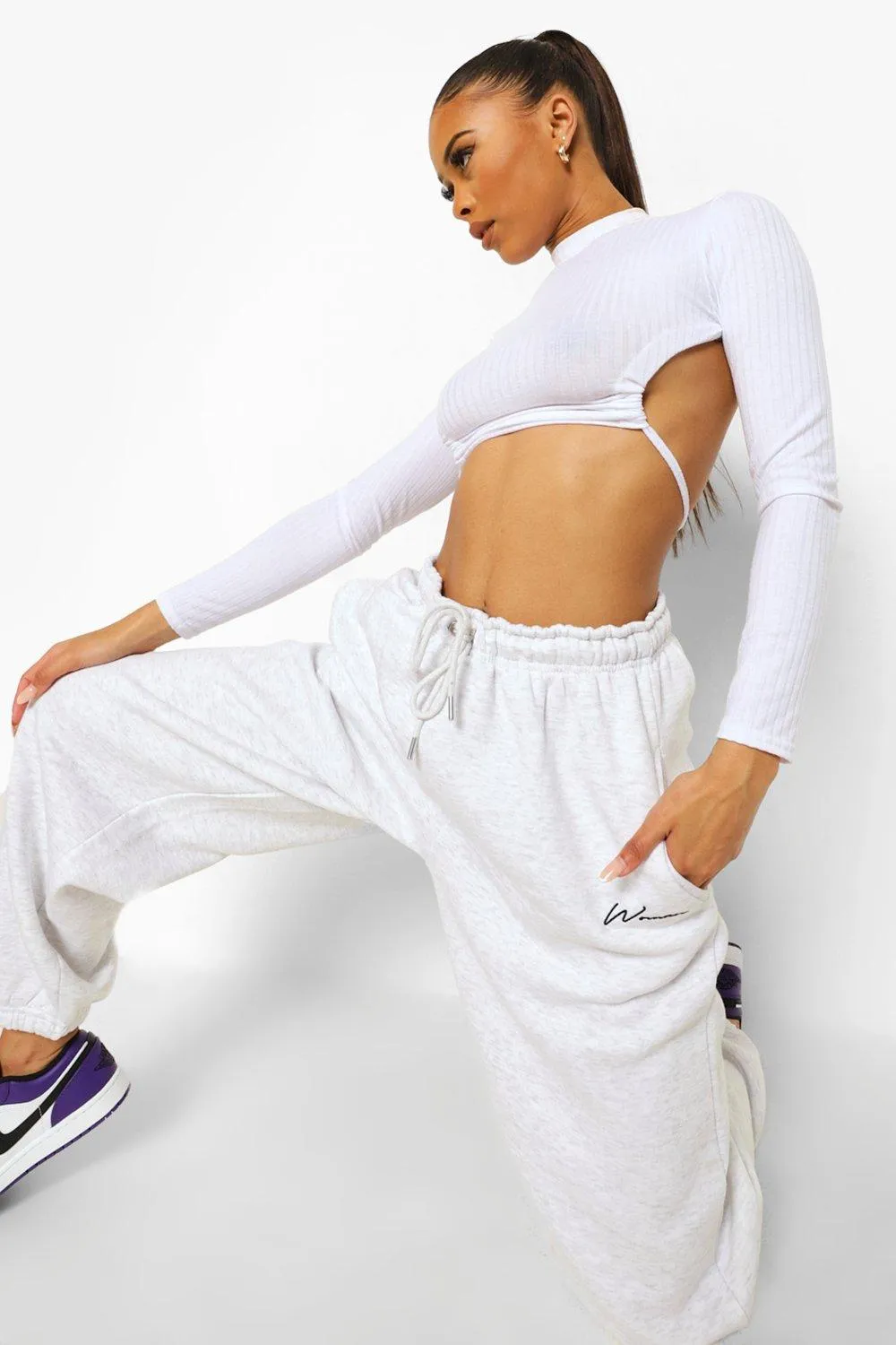 Woman Embroidered Oversized Joggers