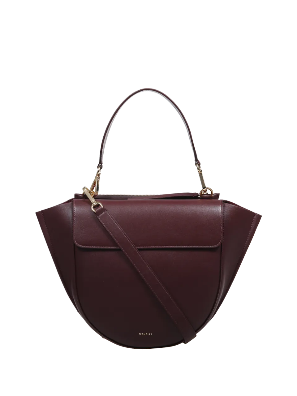 WOMAN WANDLER BORDEAUX CALF LEATHER HORTENSIA MEDIUM BAG