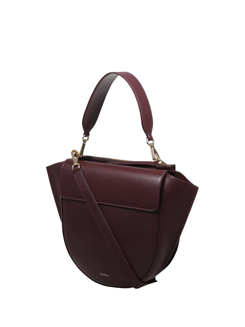 WOMAN WANDLER BORDEAUX CALF LEATHER HORTENSIA MEDIUM BAG