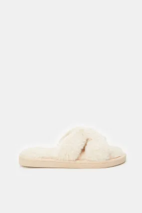 Women Taupe Textured Slipper