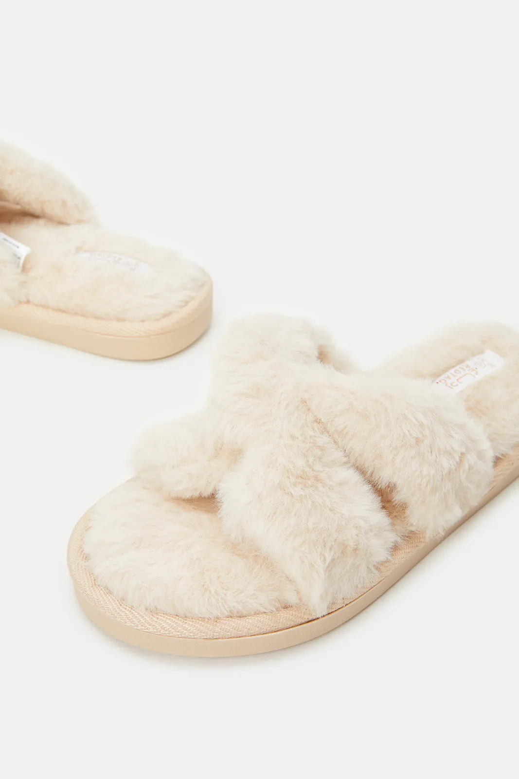 Women Taupe Textured Slipper