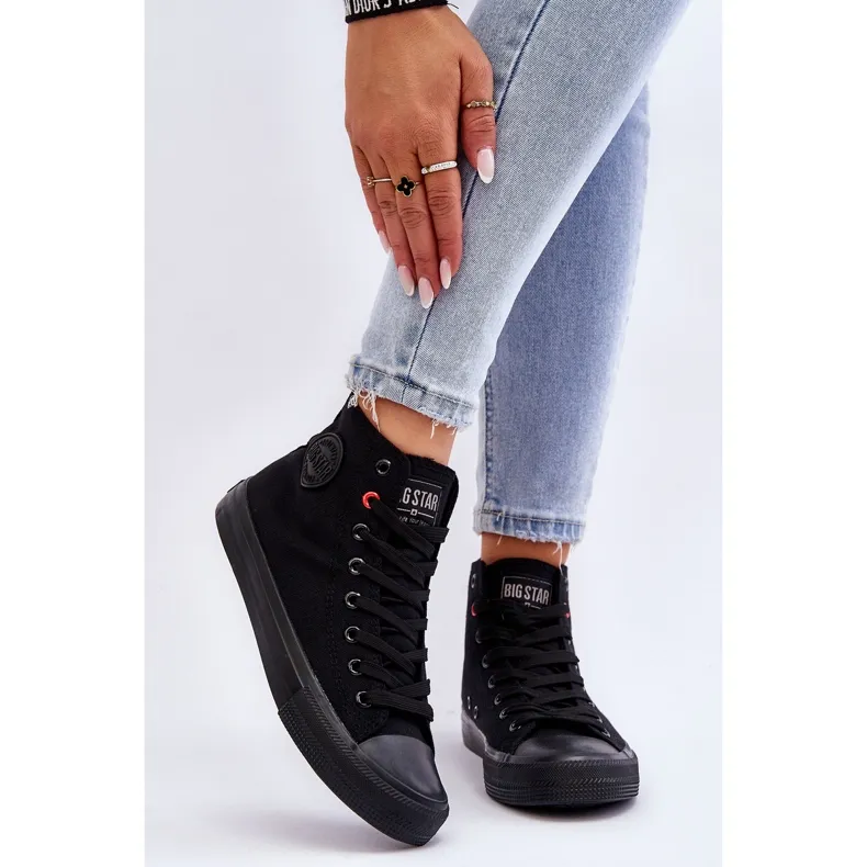 Women's Classic High Sneakers Big Star T274033 Black