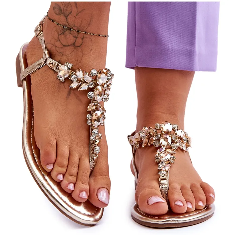 Women's Sandals With Stones Gold Lenis golden