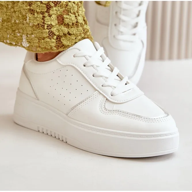 Women's Sneakers On The Platform With Decorative Lacing White Mistra