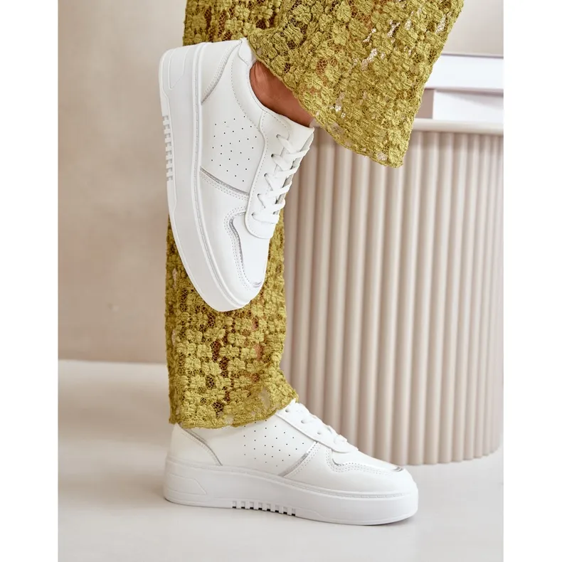 Women's Sneakers On The Platform With Decorative Lacing White Mistra