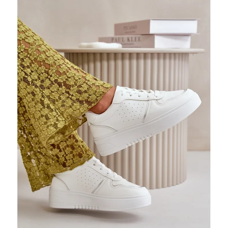 Women's Sneakers On The Platform With Decorative Lacing White Mistra