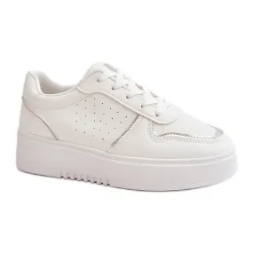 Women's Sneakers On The Platform With Decorative Lacing White Mistra