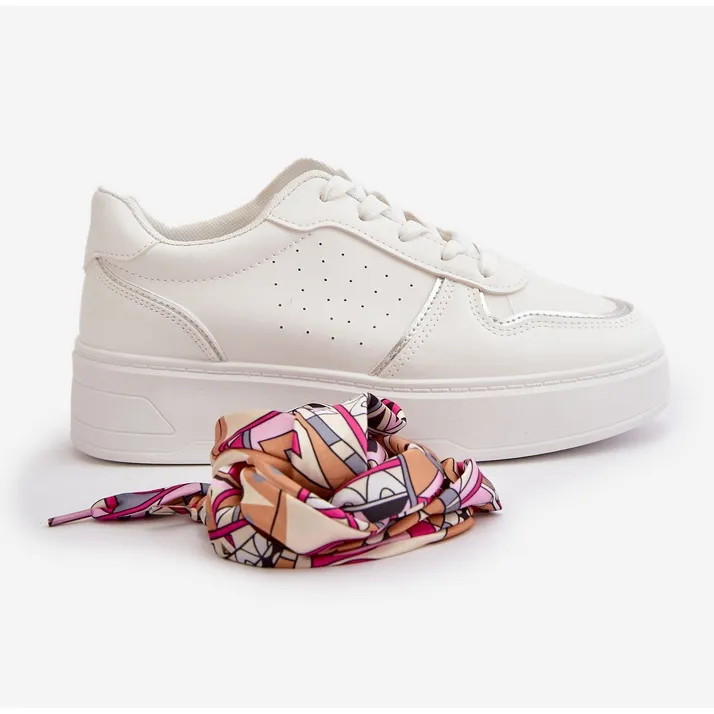 Women's Sneakers On The Platform With Decorative Lacing White Mistra