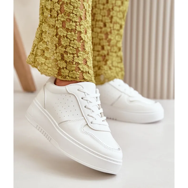 Women's Sneakers On The Platform With Decorative Lacing White Mistra