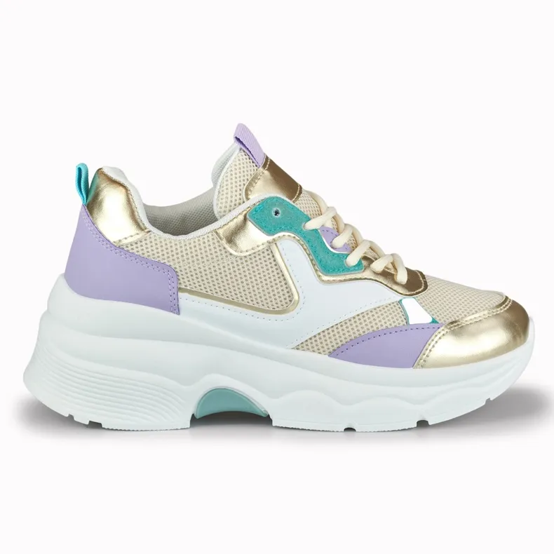 Women's sneakers with gold accessories from Geori multicolored