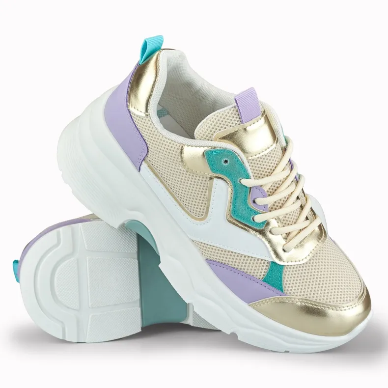 Women's sneakers with gold accessories from Geori multicolored