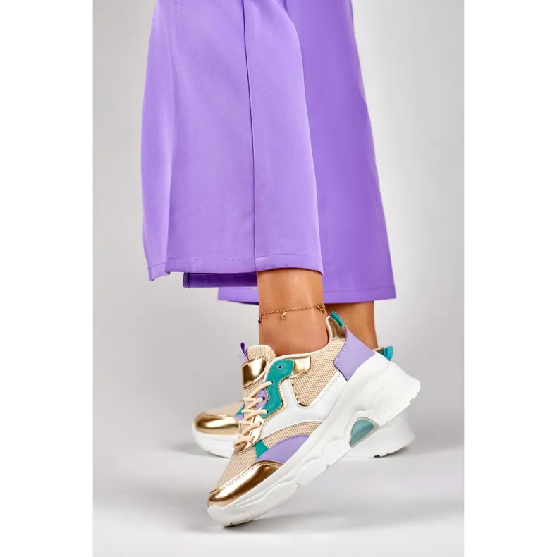 Women's sneakers with gold accessories from Geori multicolored