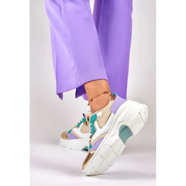 Women's sneakers with gold accessories from Geori multicolored