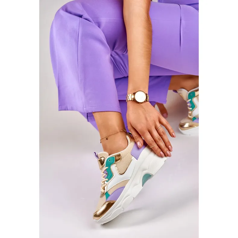 Women's sneakers with gold accessories from Geori multicolored