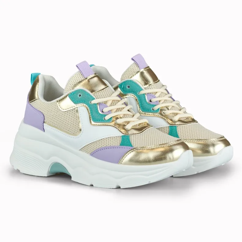 Women's sneakers with gold accessories from Geori multicolored