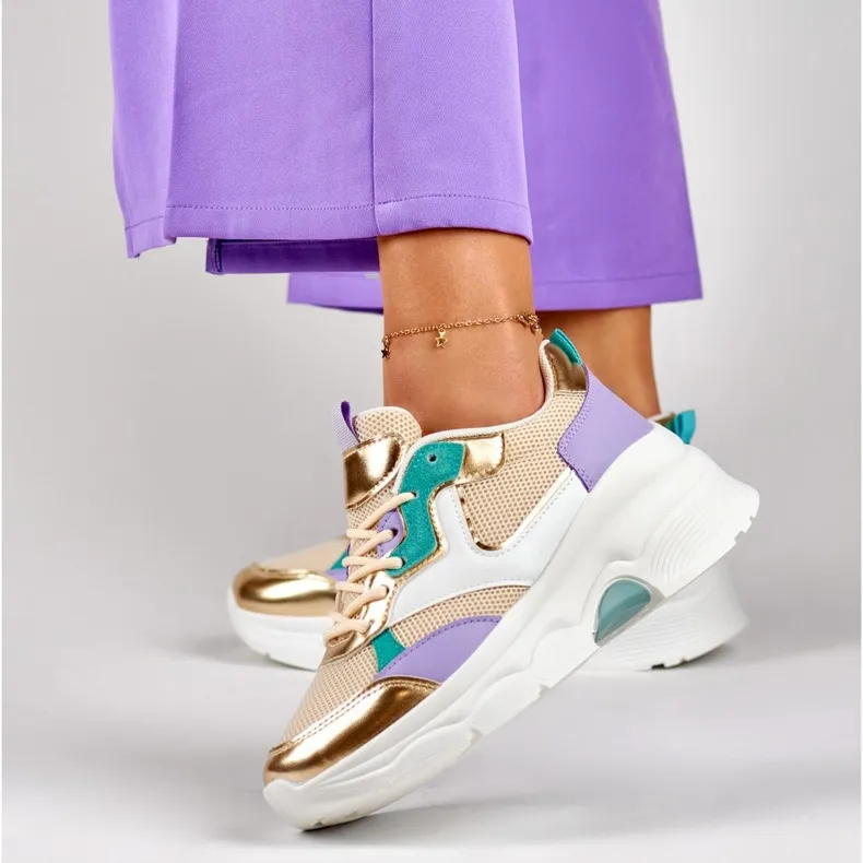 Women's sneakers with gold accessories from Geori multicolored