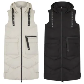 Women’s Long Quilted Bodywarmer Padded Hooded Gilet