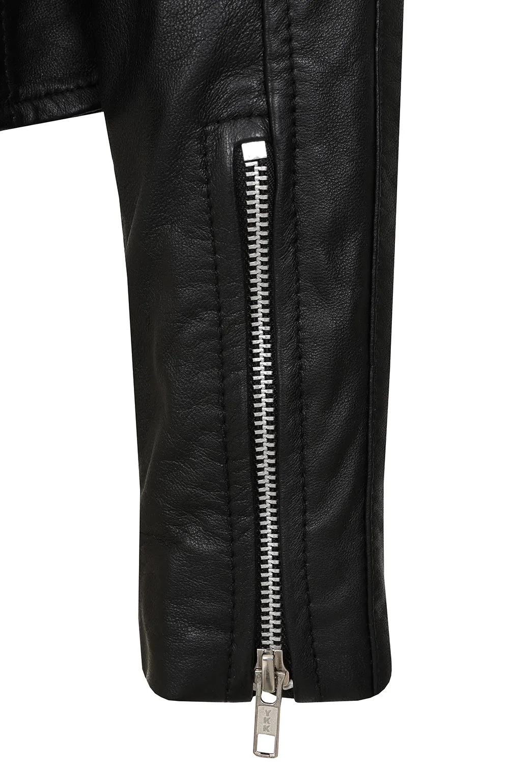 Women's Black Leather Rock Chic Jacket with Black Lining - Tatiana 2