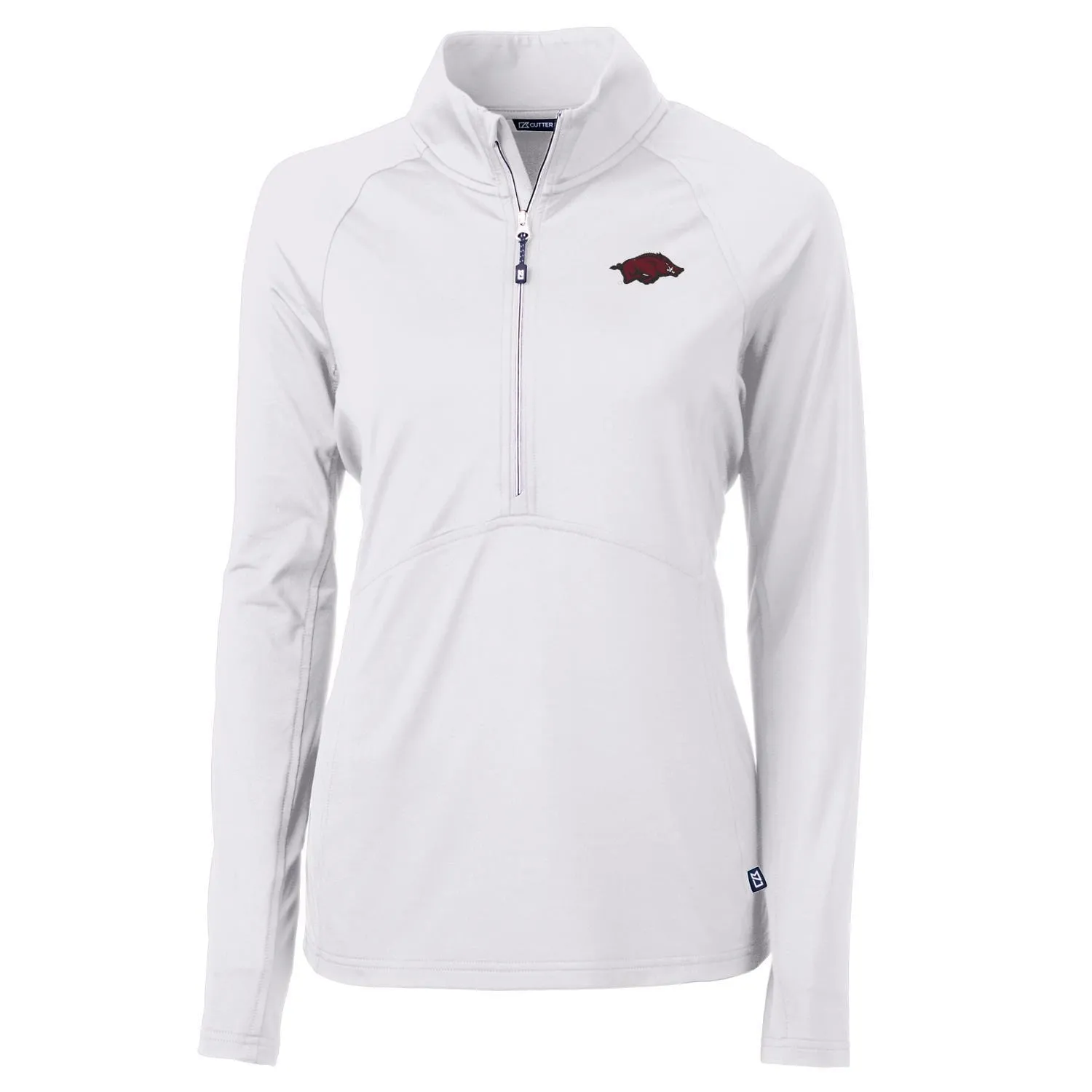 Women's Cutter & Buck White Arkansas Razorbacks Adapt Eco Knit Half-Zip Pullover Jacket