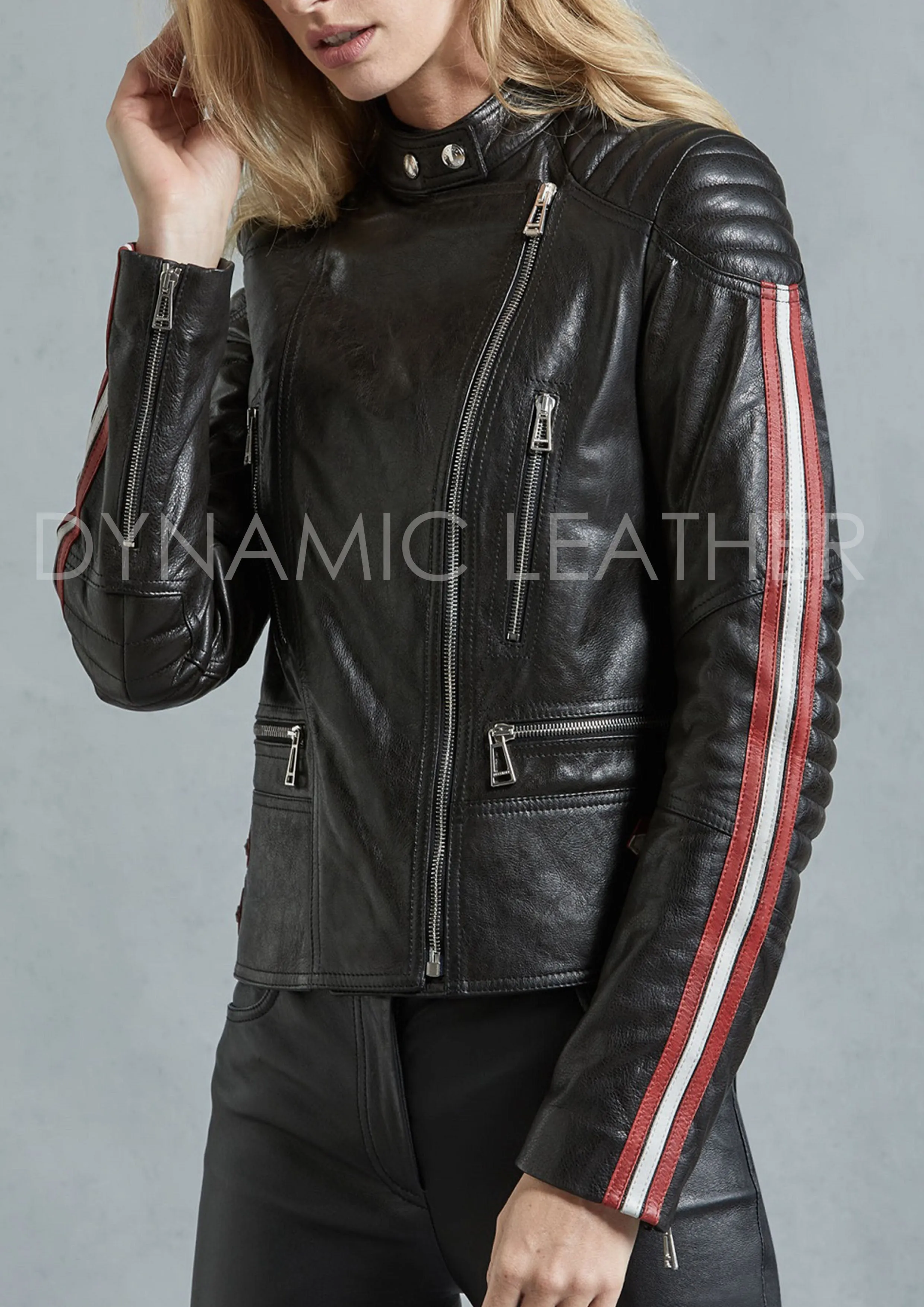 Women's Genuine Leather Black Slim fit Biker Motorcycle Jacket