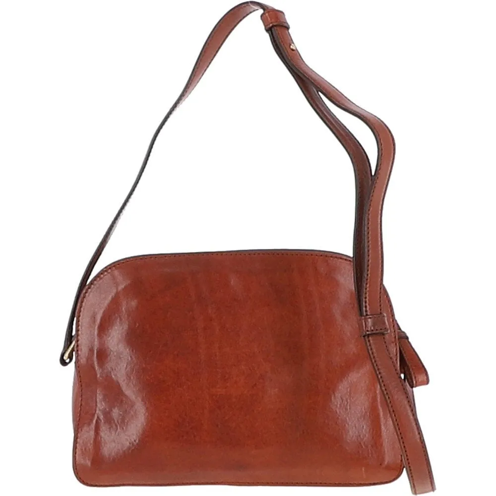 Womens Medium Italian Leather Shoulder Bag Brown: 40734 01 14 NH