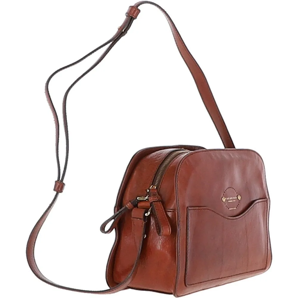 Womens Medium Italian Leather Shoulder Bag Brown: 40734 01 14 NH