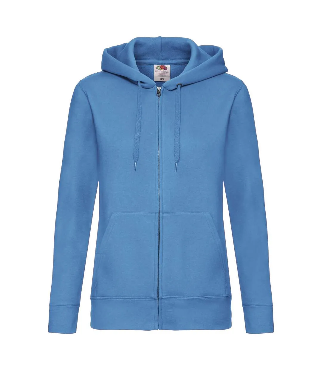 Womens/ladies premium lady fit full zip hoodie azure blue Fruit of the Loom