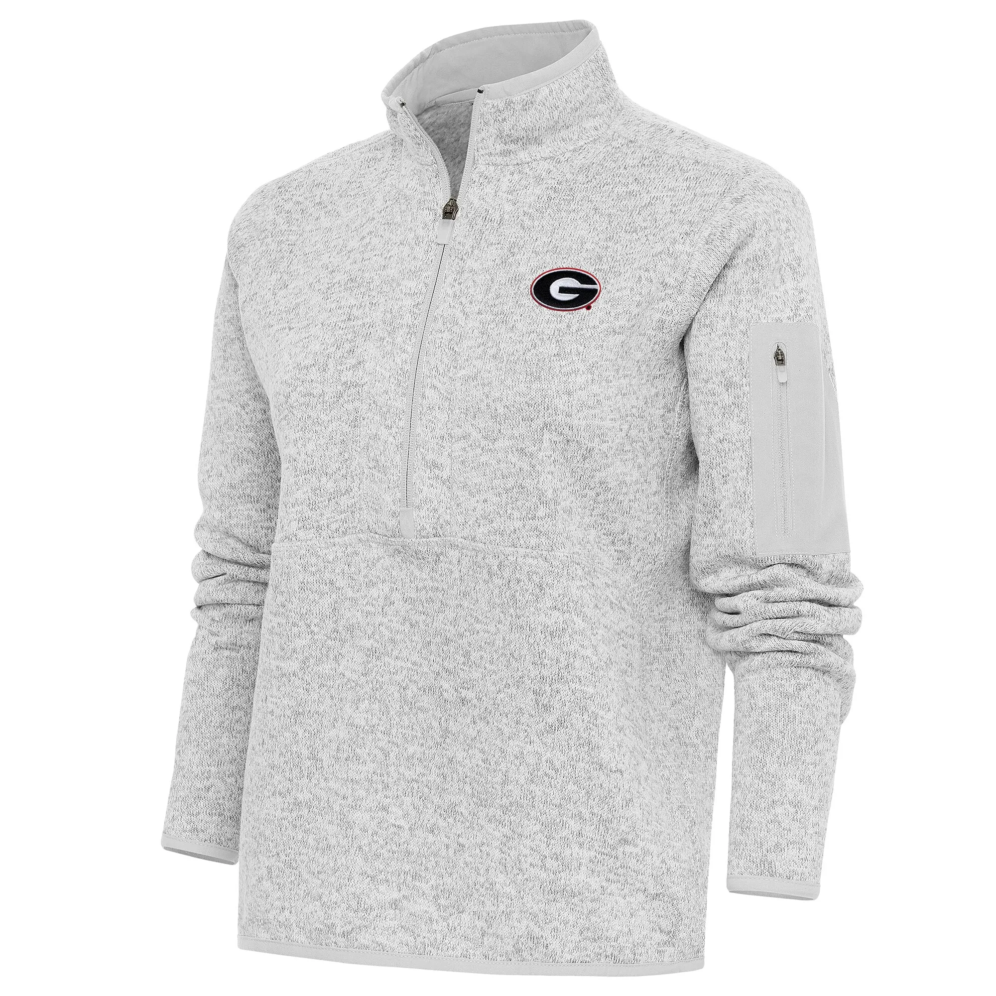 Women's Antigua Gray Georgia Bulldogs Fortune Half-Zip Pullover Jacket