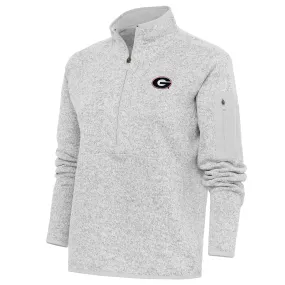 Women's Antigua Gray Georgia Bulldogs Fortune Half-Zip Pullover Jacket