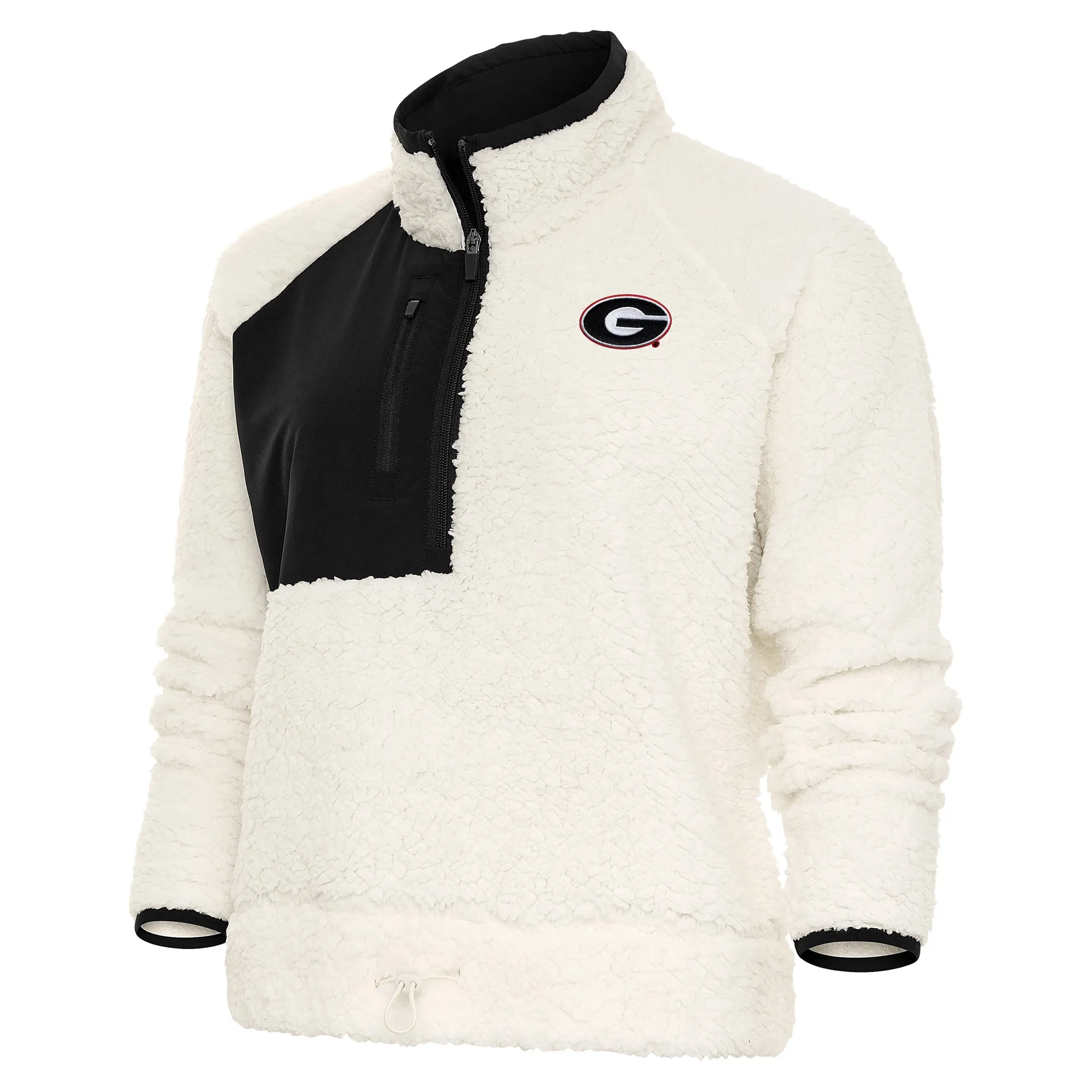 Women's Antigua White/Black Georgia Bulldogs Fusion Half-Zip Pullover Jacket