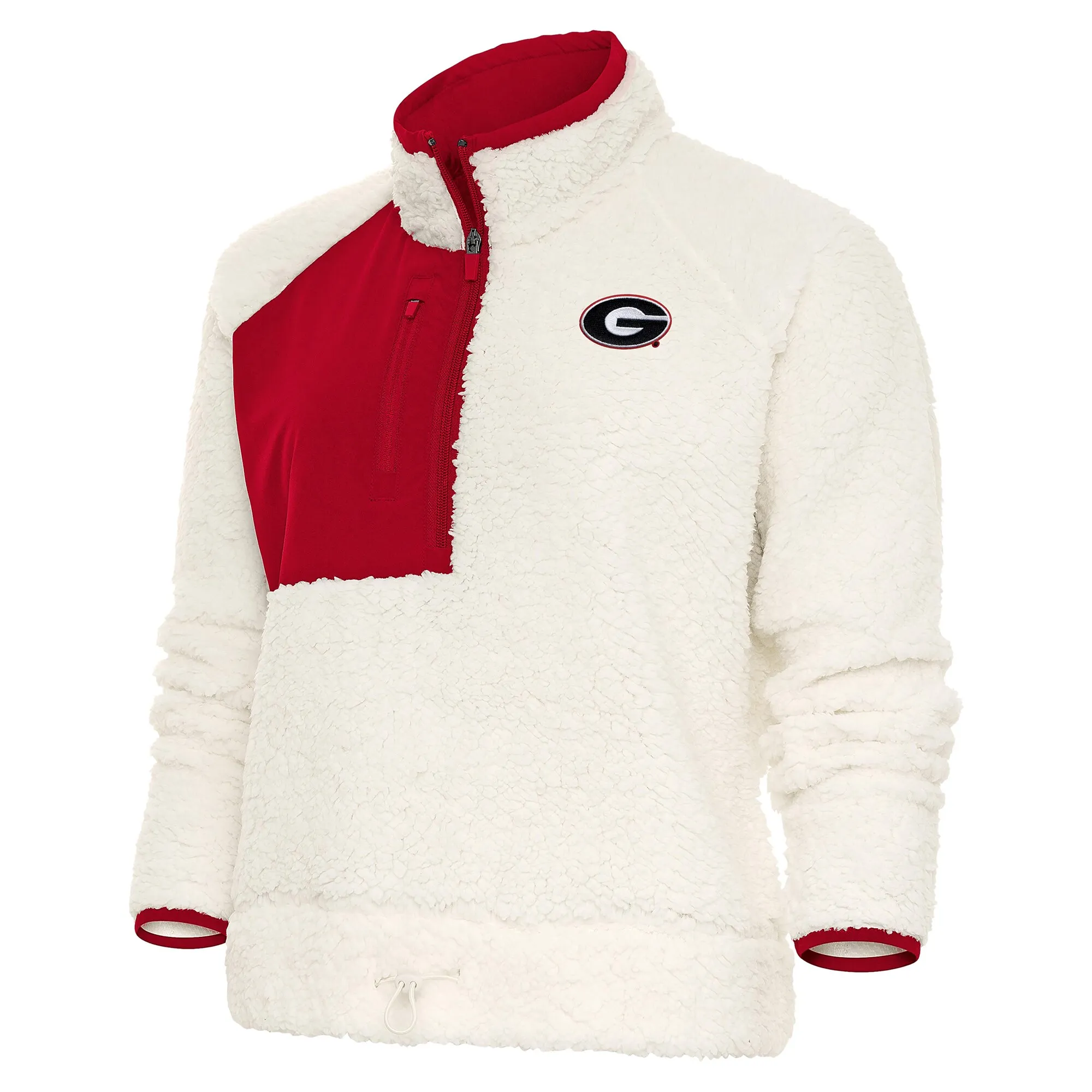 Women's Antigua White/Red Georgia Bulldogs Fusion Half-Zip Pullover Jacket