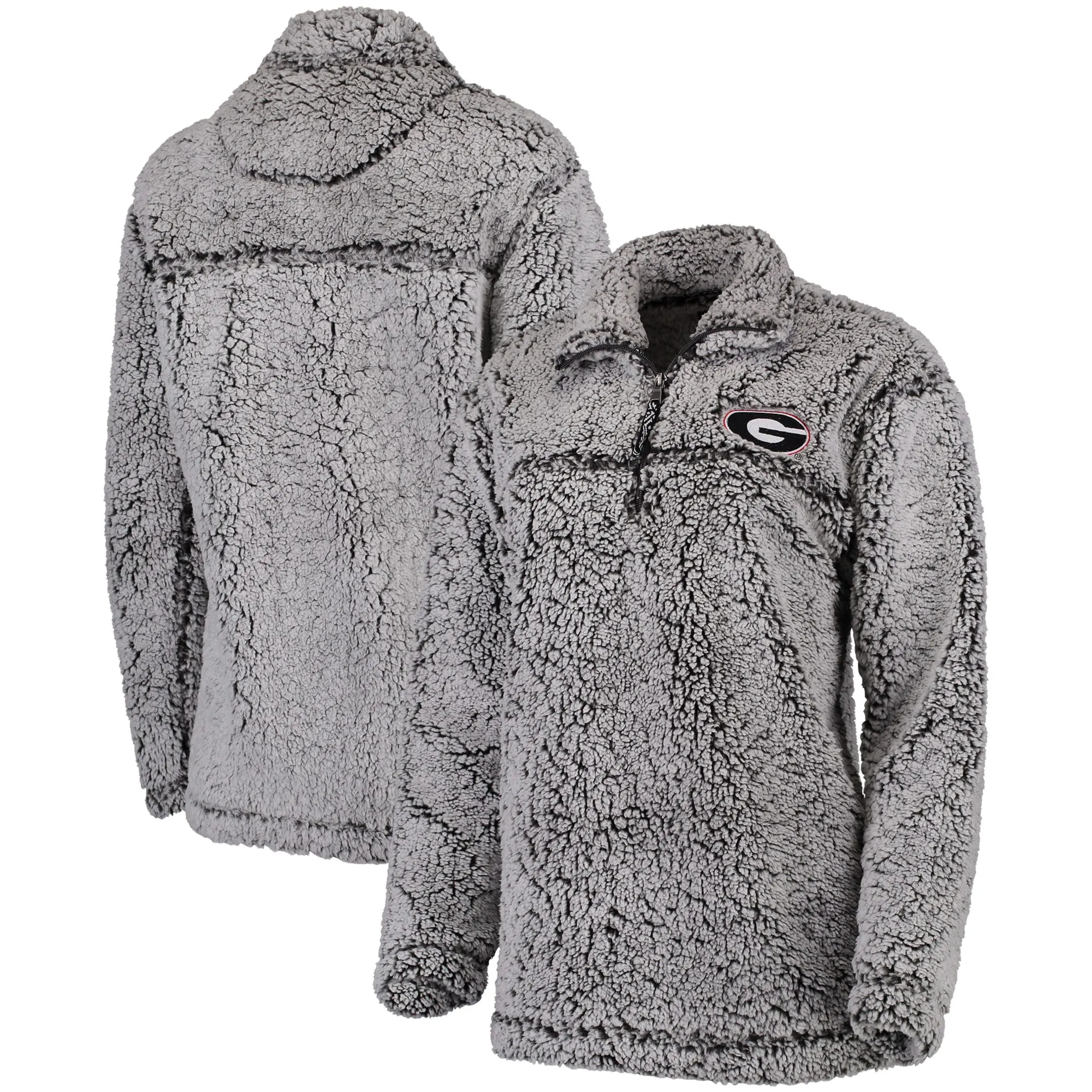 Women's Gray Georgia Bulldogs Sherpa Super Soft Quarter-Zip Pullover Jacket