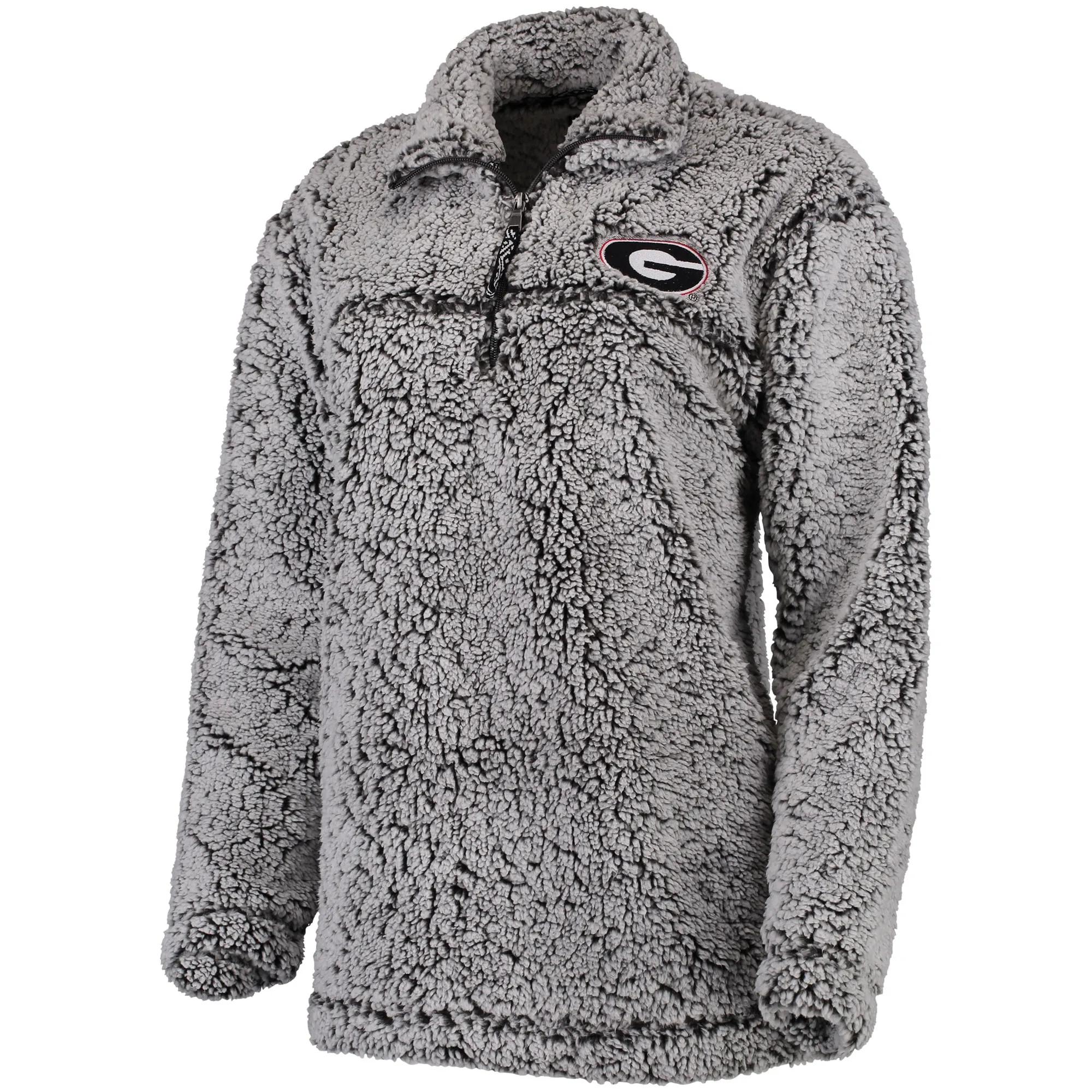 Women's Gray Georgia Bulldogs Sherpa Super Soft Quarter-Zip Pullover Jacket